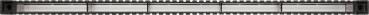 The image shows an elongated, silver object with a prismatic structure. It has a matte surface and along the longitudinal axis, evenly arranged sections are visible.