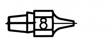 The image shows a simplified drawing of a fountain pen. In the center, there is a number "8" visible, surrounded by a stylized body and a pointed nib.