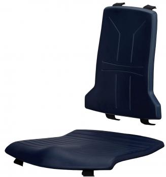 The image shows a blue seat and a backrest for furniture. The surface is slightly wavy and has a textured finish that provides comfort.