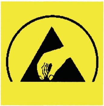 The image displays a yellow background with a black circle. Inside the circle, there is a black triangle and a hand pointing downward.
