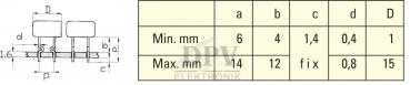 The image displays a technical drawing and a table. The drawing illustrates two cylindrical components with dimensions. The table includes minimum and maximum measurements in millimeters for various parameters.