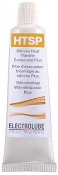 The image shows a tube of silicone-based thermal paste. The tube has a white and gray packaging with orange lettering. Below it is the name "Electrolube".
