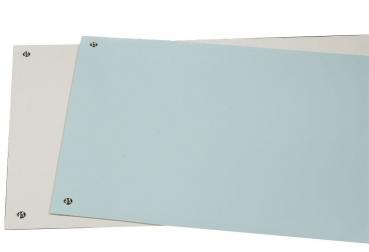 The image shows a rectangular, gray plate with rounded corners. It has two metal fittings in the upper corners, which might be used for mounting. The background is white.