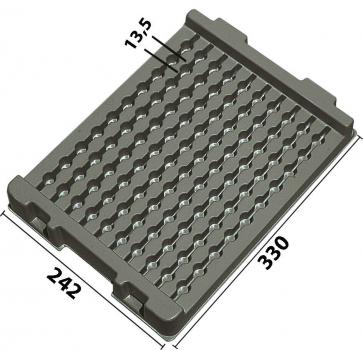 The image shows a rectangular, gray mat with a wavy, textured surface. Dimensions are provided on the sides: 242 mm and 330 mm. A measurement of 13.5 mm is also noted.