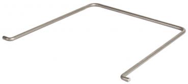 The image shows a simple, U-shaped metal bracket. It has two open ends that are bent downwards and could be used for fastening or as a mount.