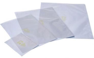 The image displays several transparent, rectangular bags of varying sizes. They are slightly shiny and feature a subtle, golden inscription.