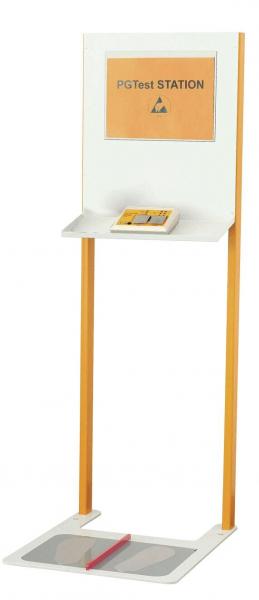 The image shows a standing counter with an orange sign "POTENTIAL STATION" at the top. Below that is a control panel, and beneath that a flat area with a thin red line.