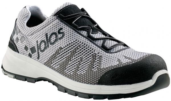 The shoe is a sporty half-shoe with an upper made of gray mesh fabric. The sole is white with black profiling. It has black accents and reflective elements.