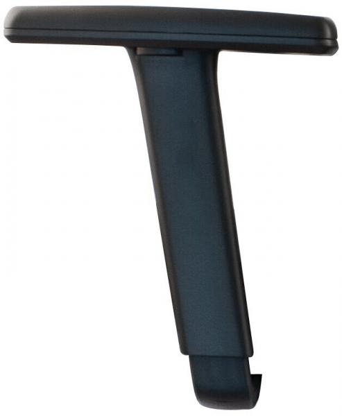 The image shows a black, ergonomic handle in a T-shape. It has a wide upper part and a narrow lower part that is slightly curved downwards.