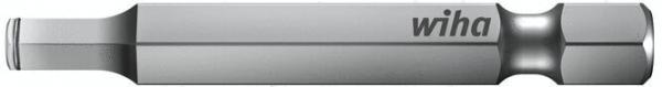 The image shows a silver screw insert from Wiha. It has a slightly tapered body with a smooth surface and one end for a flathead screwdriver.