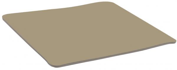 The image displays a flat, rectangular mat surface with rounded corners. The color is a uniform, light beige. The mat appears soft and flexible.