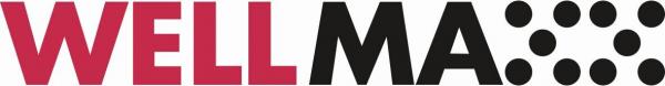 The image displays the word "WELLMA" in large letters. "WELL" is red, "MA" is black. To the right, there are six small black dots arranged in two rows.