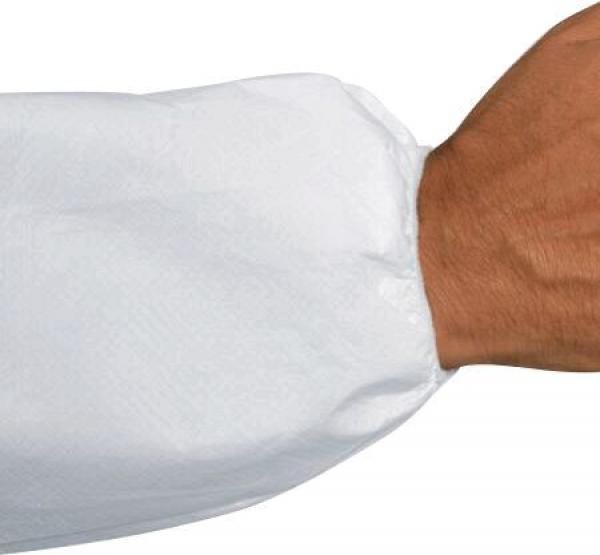 The image shows an arm wrapped up to the wrist with a white, elastic protective cover. The hand is in a neutral position.