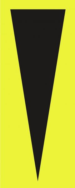 The image displays a large, black arrow pointing downward on a bright yellow background. The arrow has a sharp shape and occupies the center of the image.