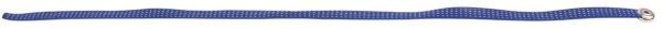 The image shows a long, narrow, blue stripe. The surface appears slightly textured. There is a small, round elevation at the right end.