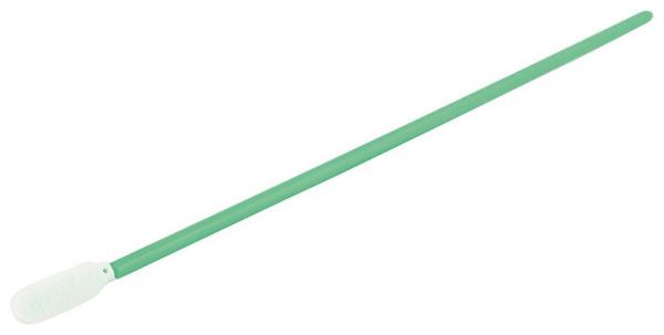 Das Bild zeigt eine lange, dünne Stange in einer grünen Farbe mit einem weißen, flachen Ende. Sie könnte als Hilfsmittel oder Stütze dienen.