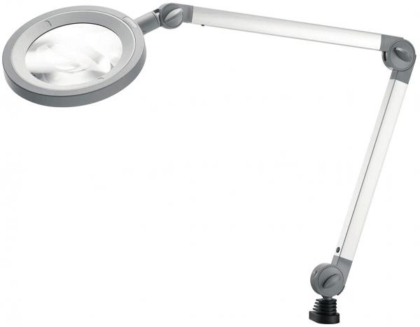 The image shows an adjustable magnifying glass with integrated lighting. The long arm is flexible and allows for easy positioning for precise work or reading.