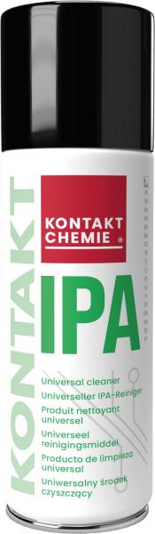 Das Bild zeigt eine Spraydose mit schwarzem Deckel. Auf der Dose steht in großen, grünen Buchstaben ?IPA? und in rotem Feld ?KONTAKT?. Es handelt sich um einen Universalreiniger.