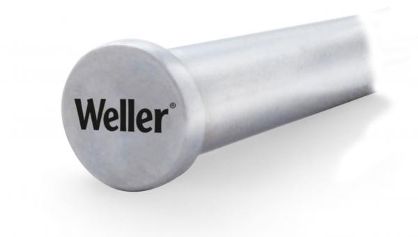 The image displays a metallic object in cylindrical shape, rounded at one end. On the rounded surface, the inscription "Weller" is present. The background is white.