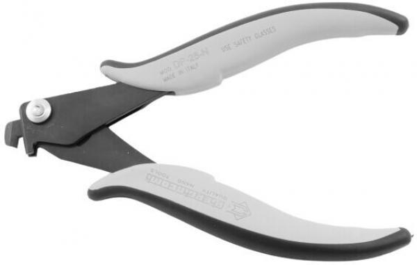 The image shows a pair of pliers with gray, ergonomic handles and a black opening. It has a simple, functional shape and is likely used for cutting or gripping.
