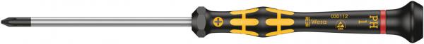 The image shows a screwdriver with a black handle and yellow accents. The blade is long and shiny, suitable for Phillips screws. The handle is ergonomically shaped for better grip.