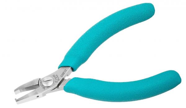 The image shows a pair of pliers. It has metallic blades and green, non-slip handles. The pliers are designed for precise tasks, such as in crafts or jewelry making.