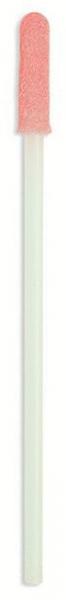 The image shows a long, slender applicator with a white, thin handle and a pink, soft tip. The tip is slightly wider and has a velvety surface.