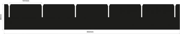 The image displays a black, horizontal surface with several evenly distributed, narrow cutouts or openings. It appears simple and minimalist.