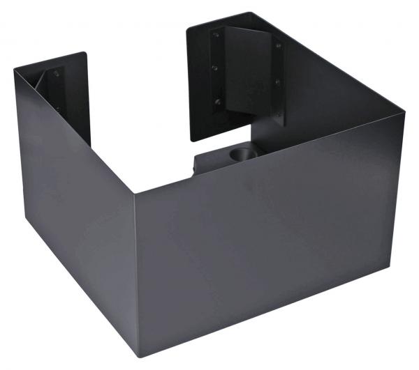 The image shows a black, square metal frame with open sides and a sturdy construction. It has rounded corners and is suitable for versatile applications.