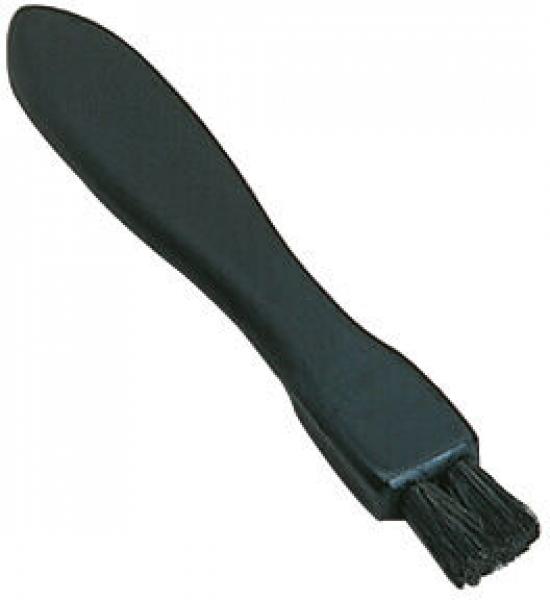 The image shows a black brush with a long, slender handle. At the end, there are fine bristles. It appears lightweight and handy, ideal for painting or cleaning.