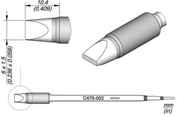 Das Bild zeigt eine technische Zeichnung eines Spitzenaufsatzes. Er hat eine konische Form mit einer abgerundeten Spitze. Die Maße sind in Millimetern angegeben, und er ist mit einem Griff versehen.