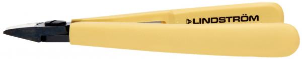 The image shows a yellow, narrow-toothed pliers with a black tip area. The brand name "LINDSTRÖM" is visible in black lettering on the handle.