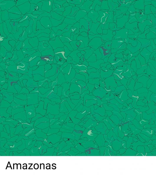 Das Bild zeigt eine einheitliche grüne Fläche mit leichten Farbvariationen und Texturen. Darunter steht der Schriftzug "Amazonas" in klarer Schrift.