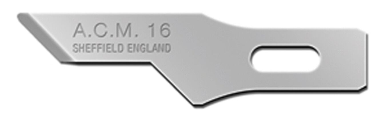 The image shows a silver blade that is narrow and sharp. It has a special shape with a notch for easy gripping. There are inscriptions on the blade.