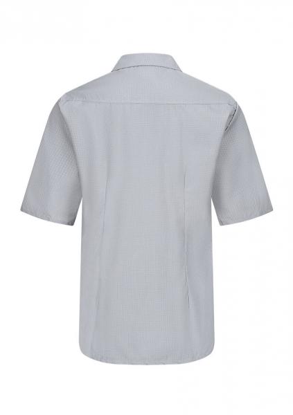 The image depicts a short-sleeved shirt in light gray color. It features a classic collar and is solid-colored without any conspicuous patterns. The back view is shown.