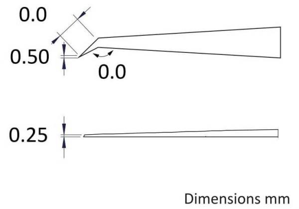 The image displays technical drawings with dimensions in millimeters. At the top is a shape with various sectional planes, below is a narrow line. Dimensions are provided.