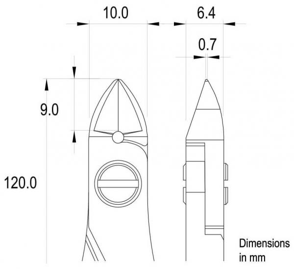 The image displays technical drawings of two objects in side view. It includes dimensions in millimeters, including lengths and diameters, as well as a scale.