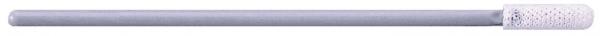 The image shows a long, gray pencil with a white, textured tip. The tip features a fine, dotted pattern. The body of the pencil is smooth and solid-colored.