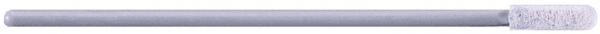 The image shows a straight, thin, gray rod with a white, fluffy end. The rod is uniform and has no noticeable features.