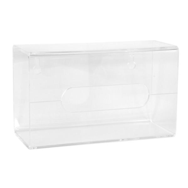 Das Bild zeigt eine transparente, rechteckige Box aus Kunststoff. Sie hat eine Öffnung auf der Vorderseite und keine sichtbaren Verschlüsse, ideal zum Aufbewahren oder Präsentieren von Objekten.