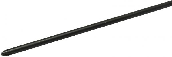 The image shows a long, slender, black screwdriver with a pointed tip. It has a straight shape and a simple, matte finish.
