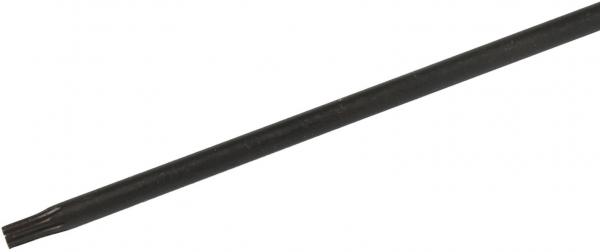 The image shows a long, narrow rod in black with a slightly roughened surface. The rod has a flat tip that transitions into several parallel edges.
