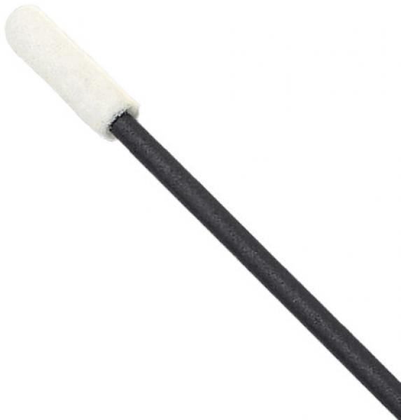 Das Bild zeigt einen langen, schwarzen Stab mit einer weißen, runden Spitze. Die Spitze hat eine weiche, leicht gepolsterte Oberfläche.