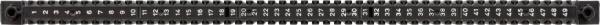 The image shows a long, rectangular structure with many small, evenly spaced recesses or dots. The top appears textured and black, possibly a keypad or a braille display.