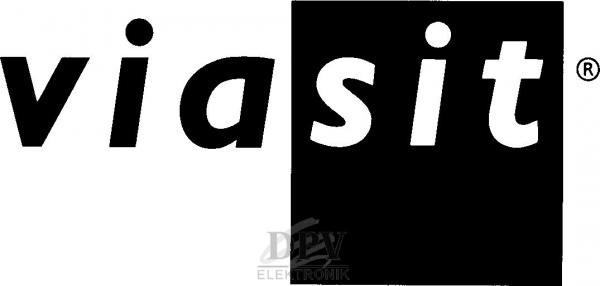 The image shows a logo with the word "viasit". It is in a modern font on a light background. The right part of the logo has a black background with the word appearing in white.