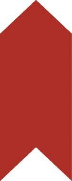 The image shows a downward-pointing red arrow in the shape of a crest or flag. The top edge is straight, while the lower sides come to a point.