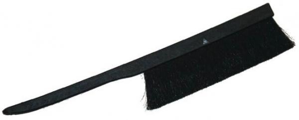 The image shows a black brush with a long, flat handle and soft, dense bristles. The brush is ideal for cleaning or removing dust.