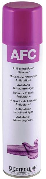 The image shows a spray can with a purple lid. On the white can, "AFC" is written in large letters. Below that are usage instructions, including the words "Antistatic" and "Antifog."