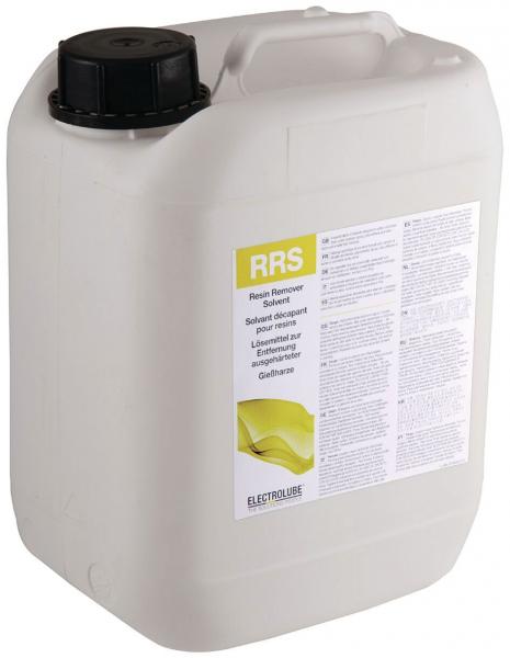 The image shows a white, rectangular canister with a black screw cap. On the front, there is a label with the word "RRS" and additional information in small lettering.