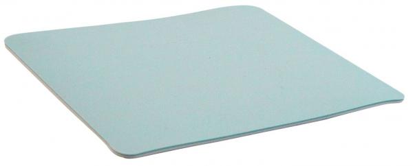 The image displays a smooth, rectangular mat in light blue color. The corners are slightly rounded, and the surface is flat and untextured.